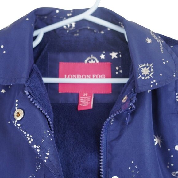 London Fog Starry Night Jacket 2T Navy Blue With Fleece Lining & Hood - Picture 2 of 7